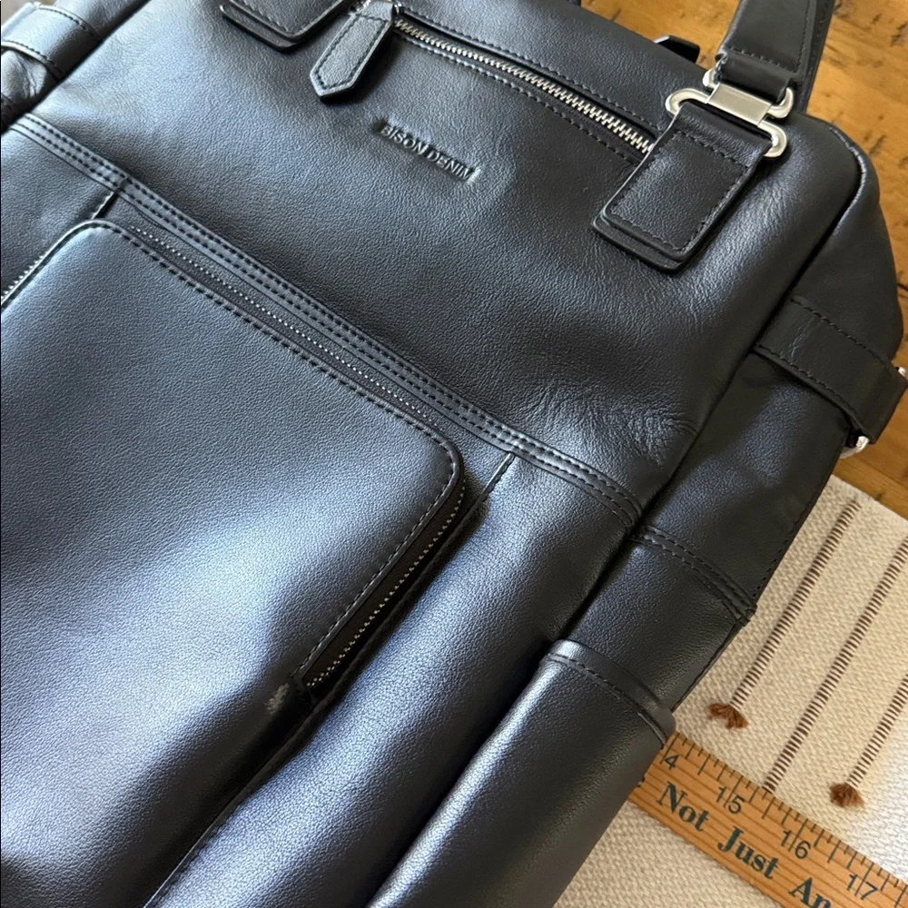 Black Leather Backpack by Bison Denim